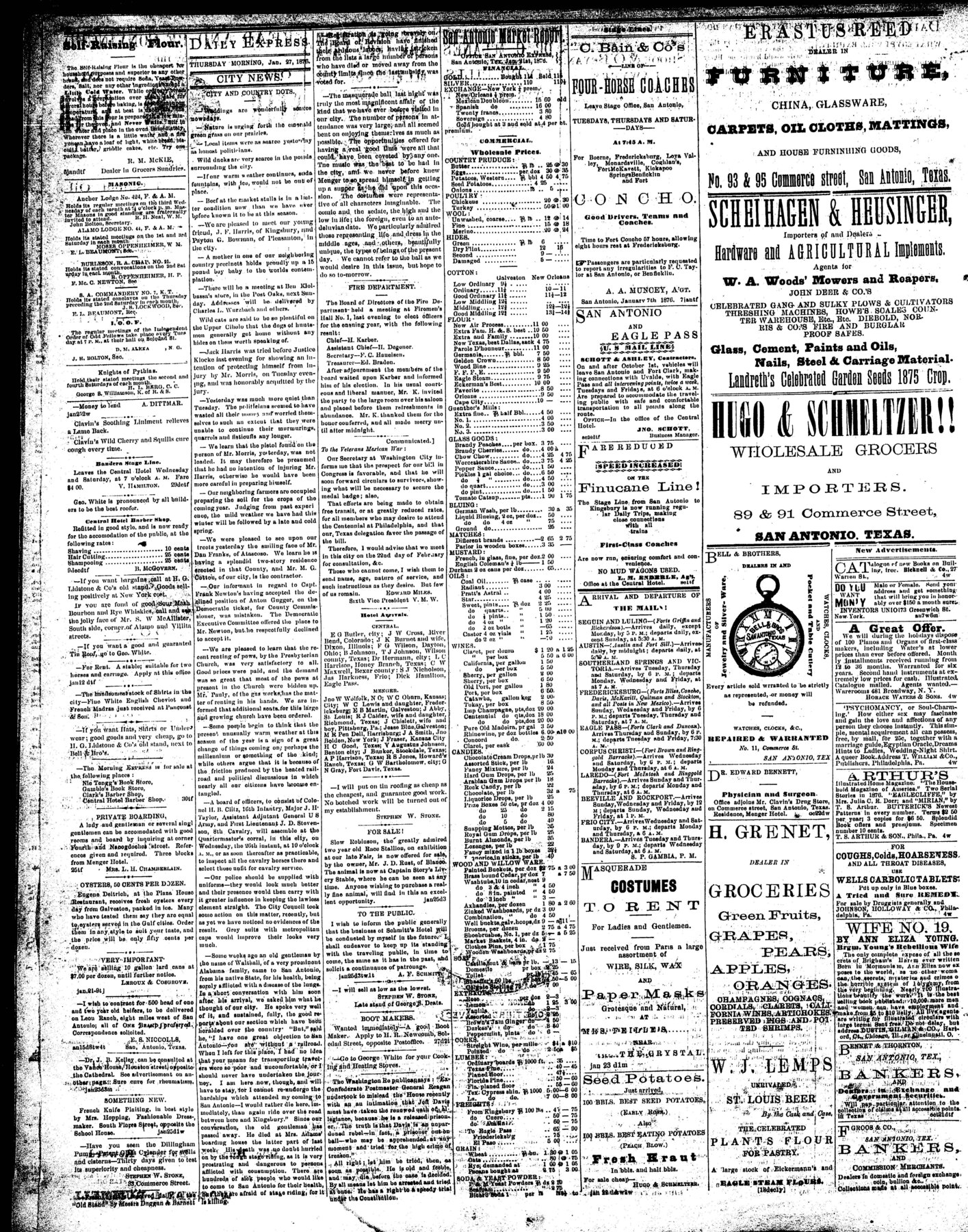 San Antonio Express 27Jan1876Unif 1