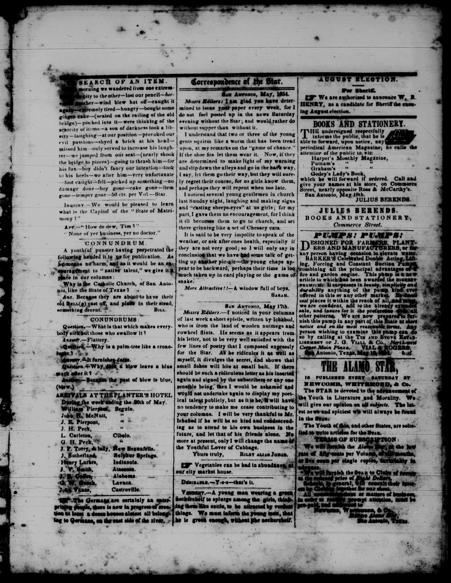 1854May20Pg3Col2OurCityMarketHouse