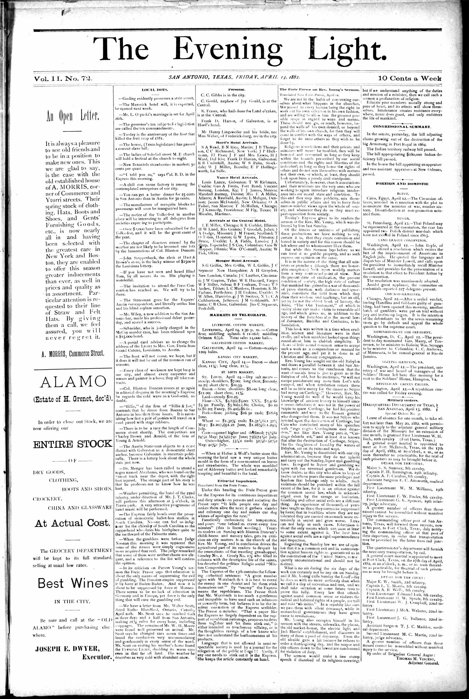 1882Apr14Pg1C4-5SermonCritique