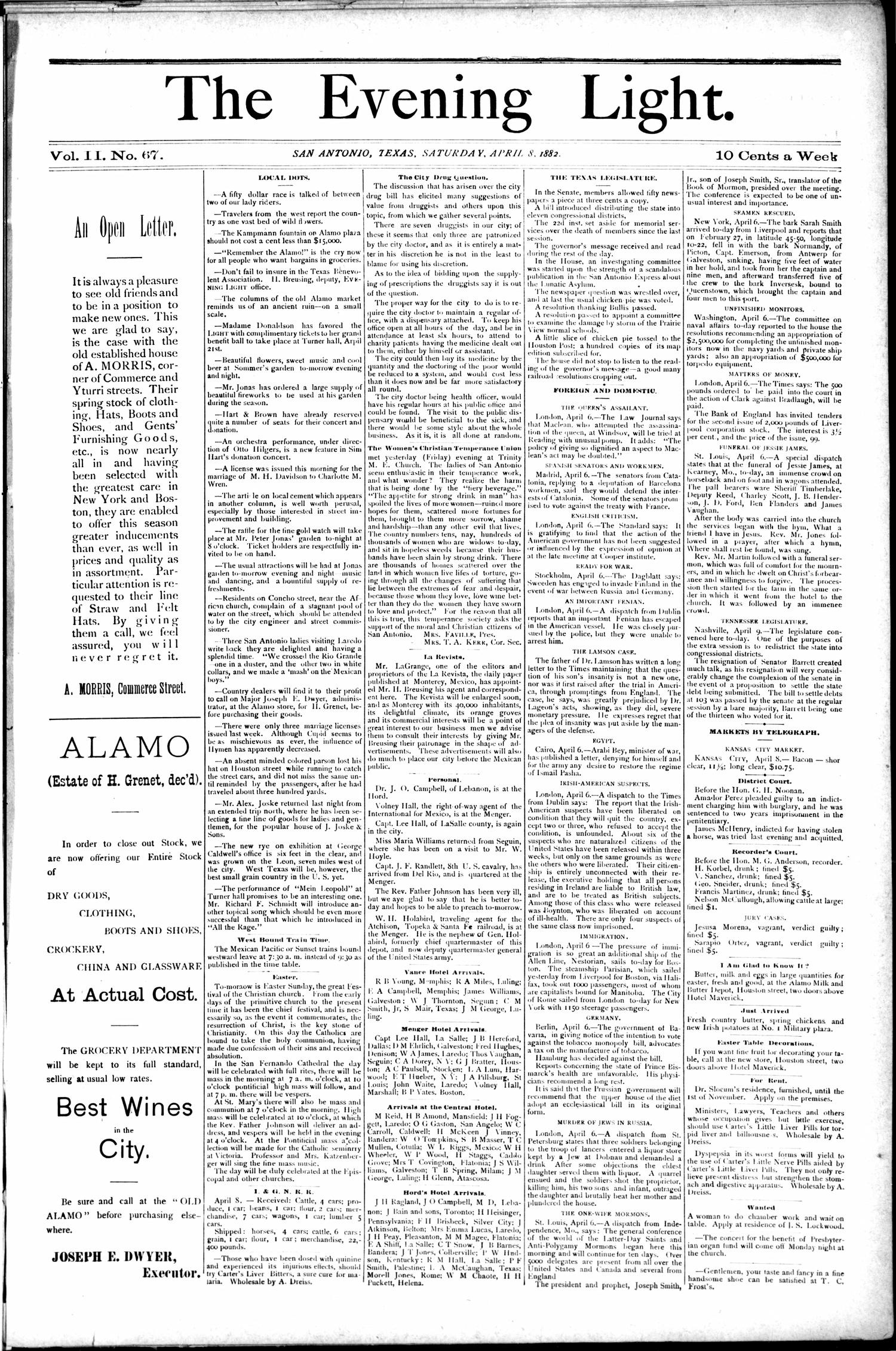 1882Apr8Pg1C1&C2GrenetEstateAdv