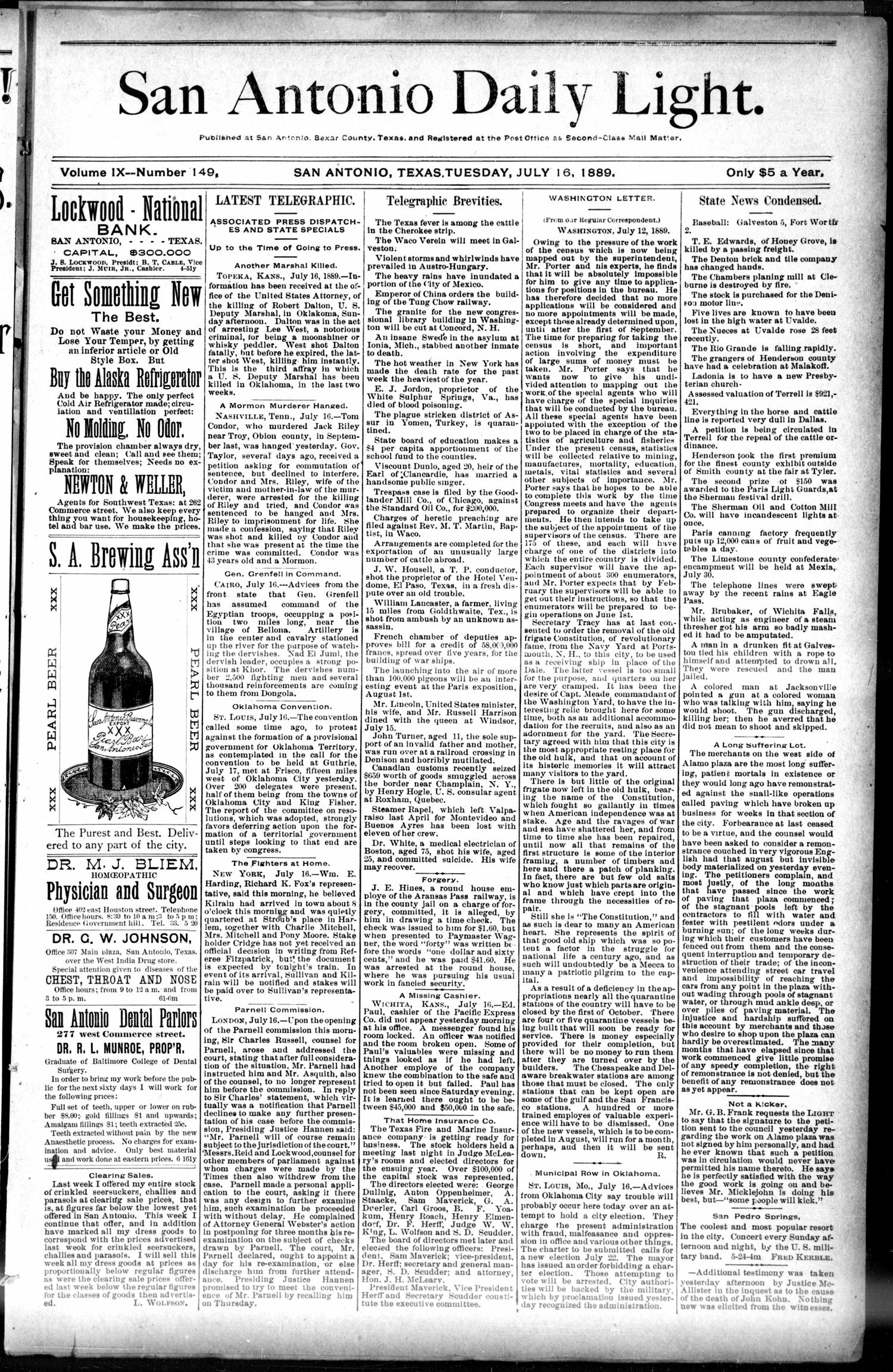 1889Jul16Pg1C5AlamoPlazaPavingNotDone