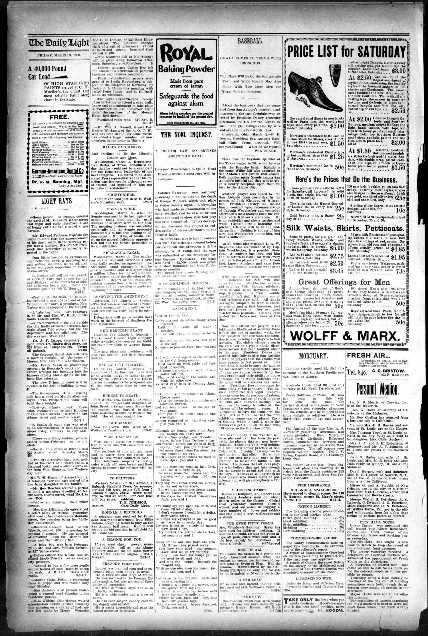 1899Mar3Pg4C1PrincetonHotelInArthurBldgC1ON