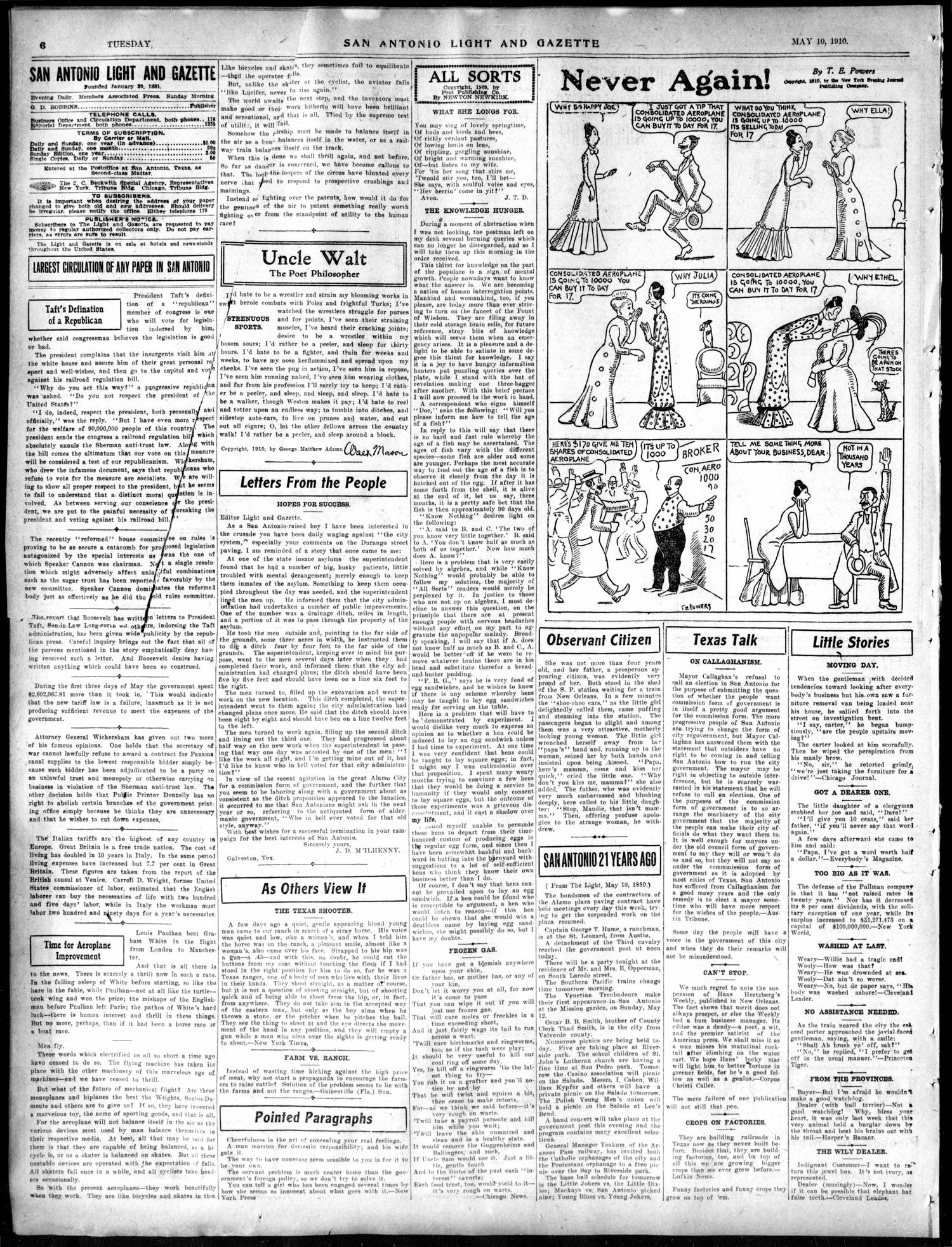 1910May10Pg6C4Retro1889AlamoPlazaPavingStalled