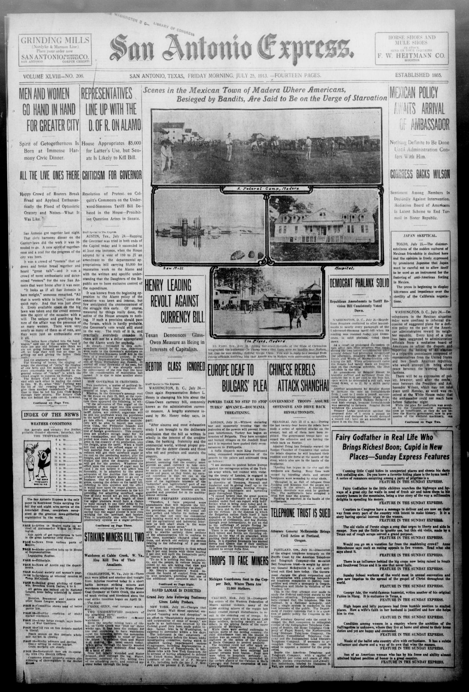 1913Jul25Pg1C2AlamoRestoWarCont