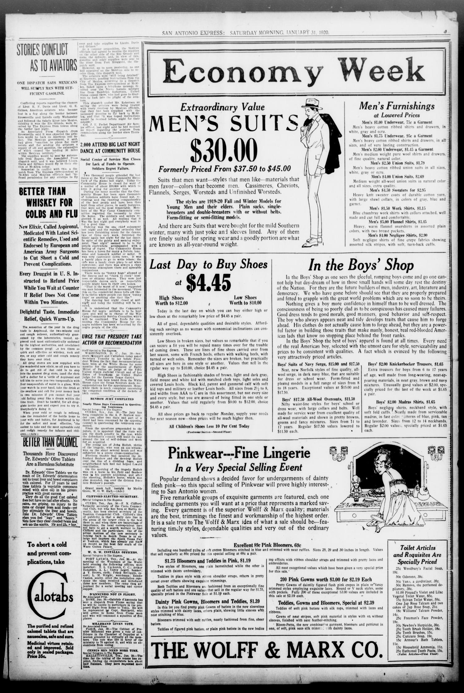 1920Jan31Ed1Pg9C2LastDanceCommHouse