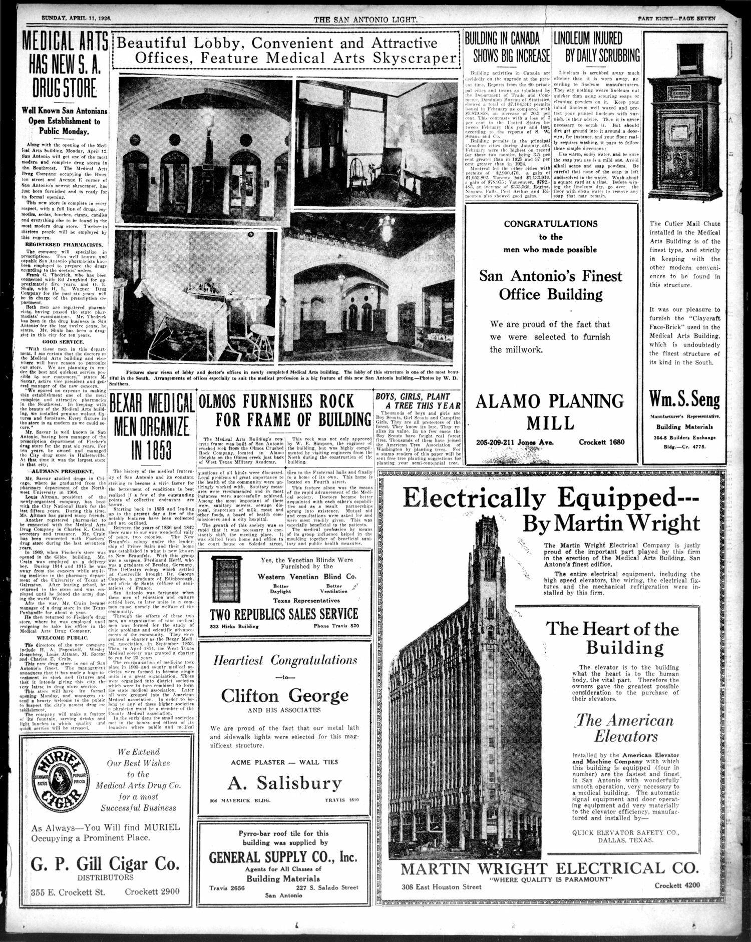 1926Apr11Pg65C1-8PhotosMedArtsBldgInterior