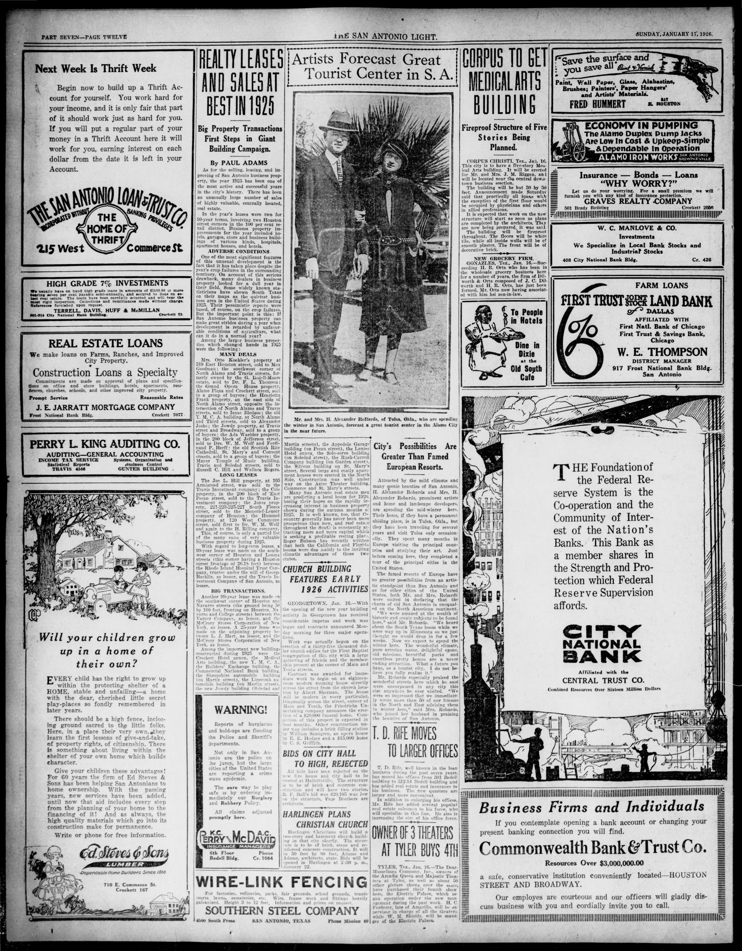 1926Jan17Pg60C2CrockettHotelAnnexBuilt1925