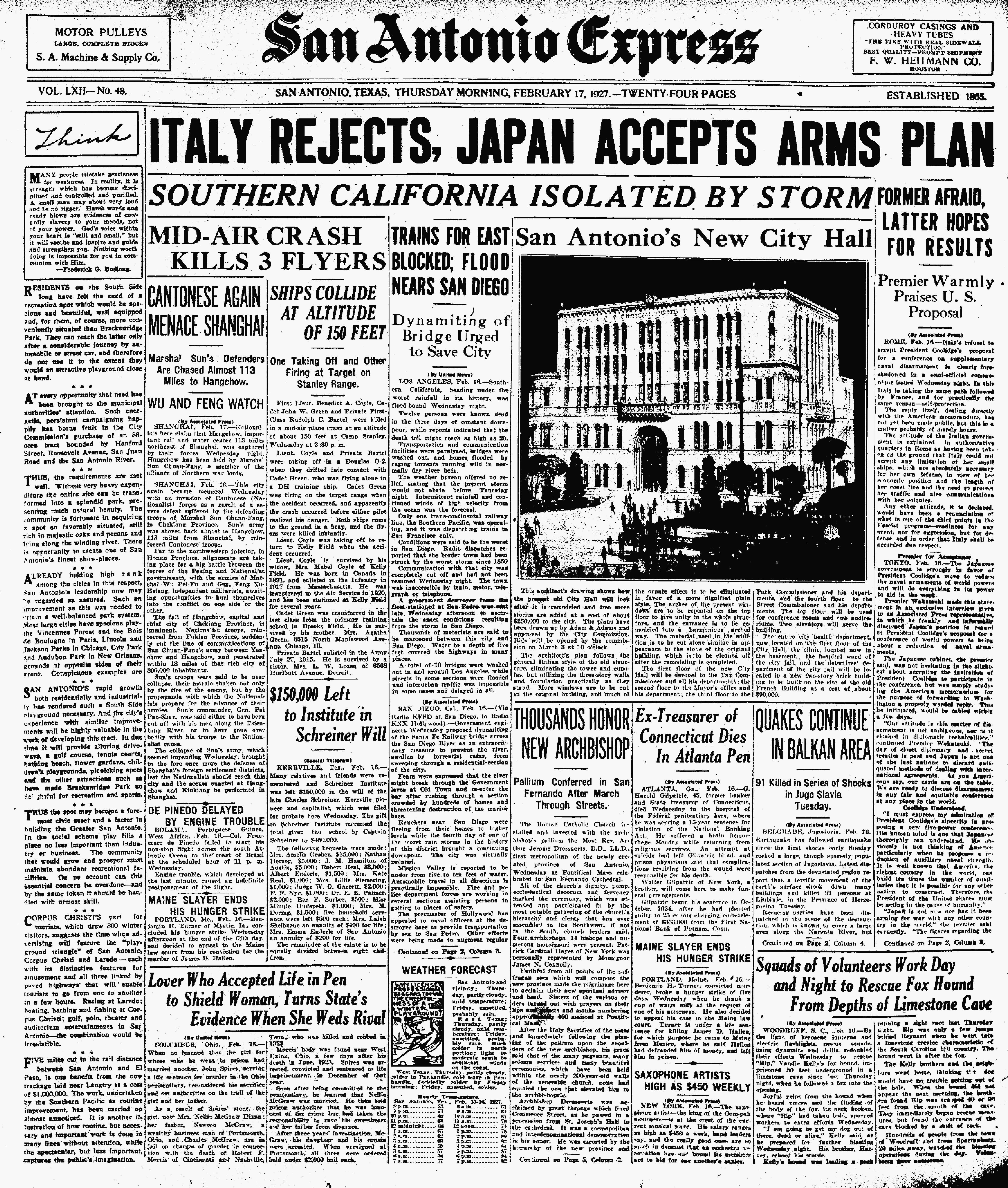 1927Feb17Pg1C5-7PhotoNewCityHall