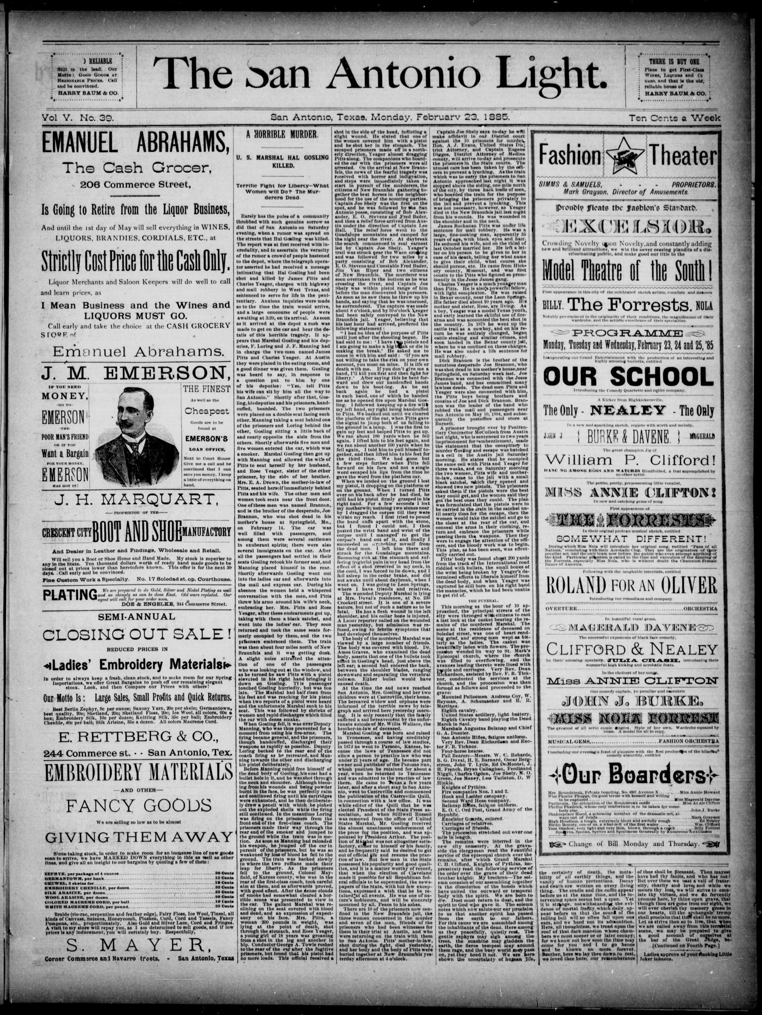 NewspapersFolder1885 – metapth163099_xl_0185Dtd23Feb1885C2-6Gosling