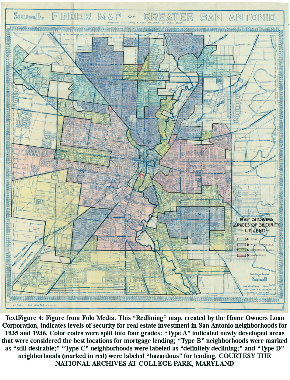 HOLC San Antonio City Survey Report 1 Exhibit A Grades Of Security 953x1024Redo