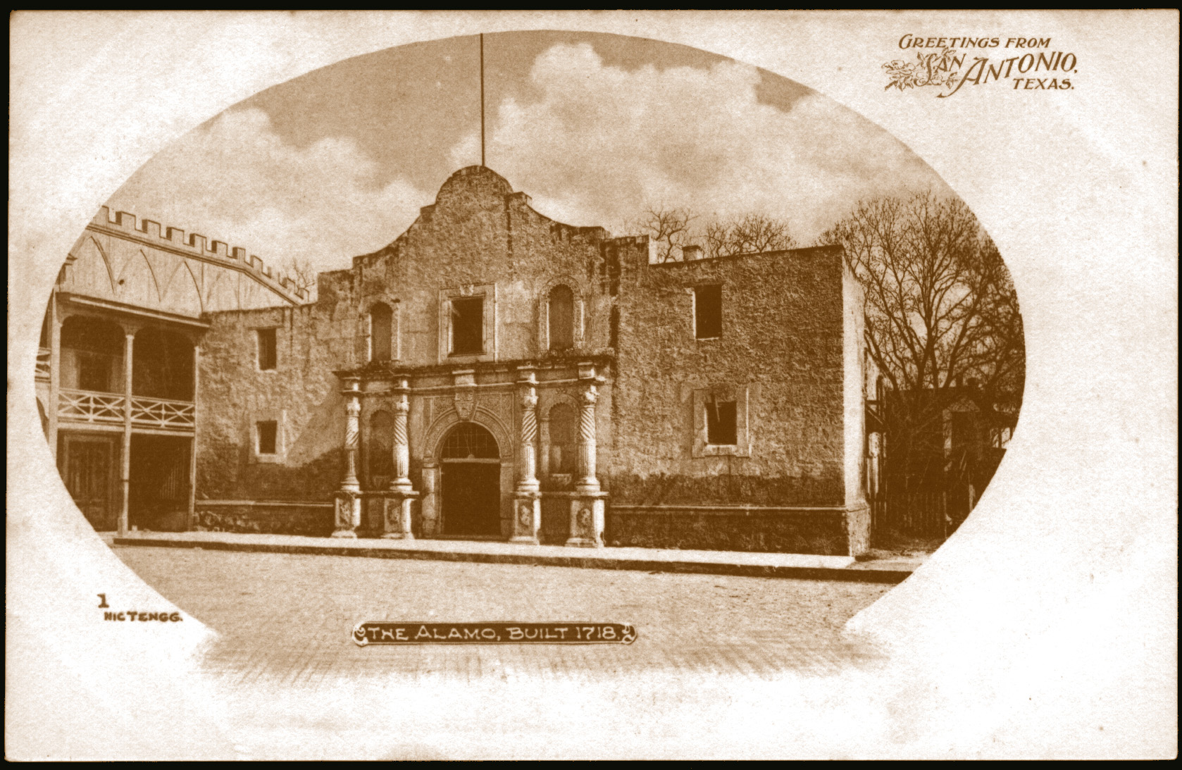 Nic Tengg Postcard of Alamo Chapel